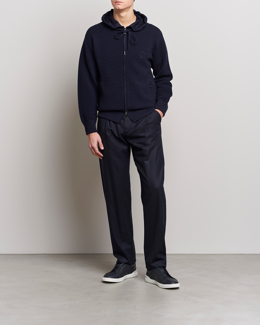 Mies | Puserot | Giorgio Armani | Jacquard Zip Bomber Navy