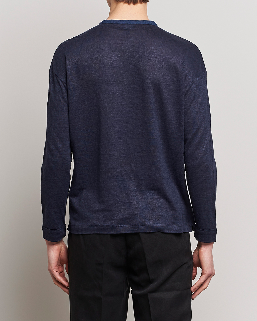 Mies | Puserot | Giorgio Armani | Linen Henley Navy