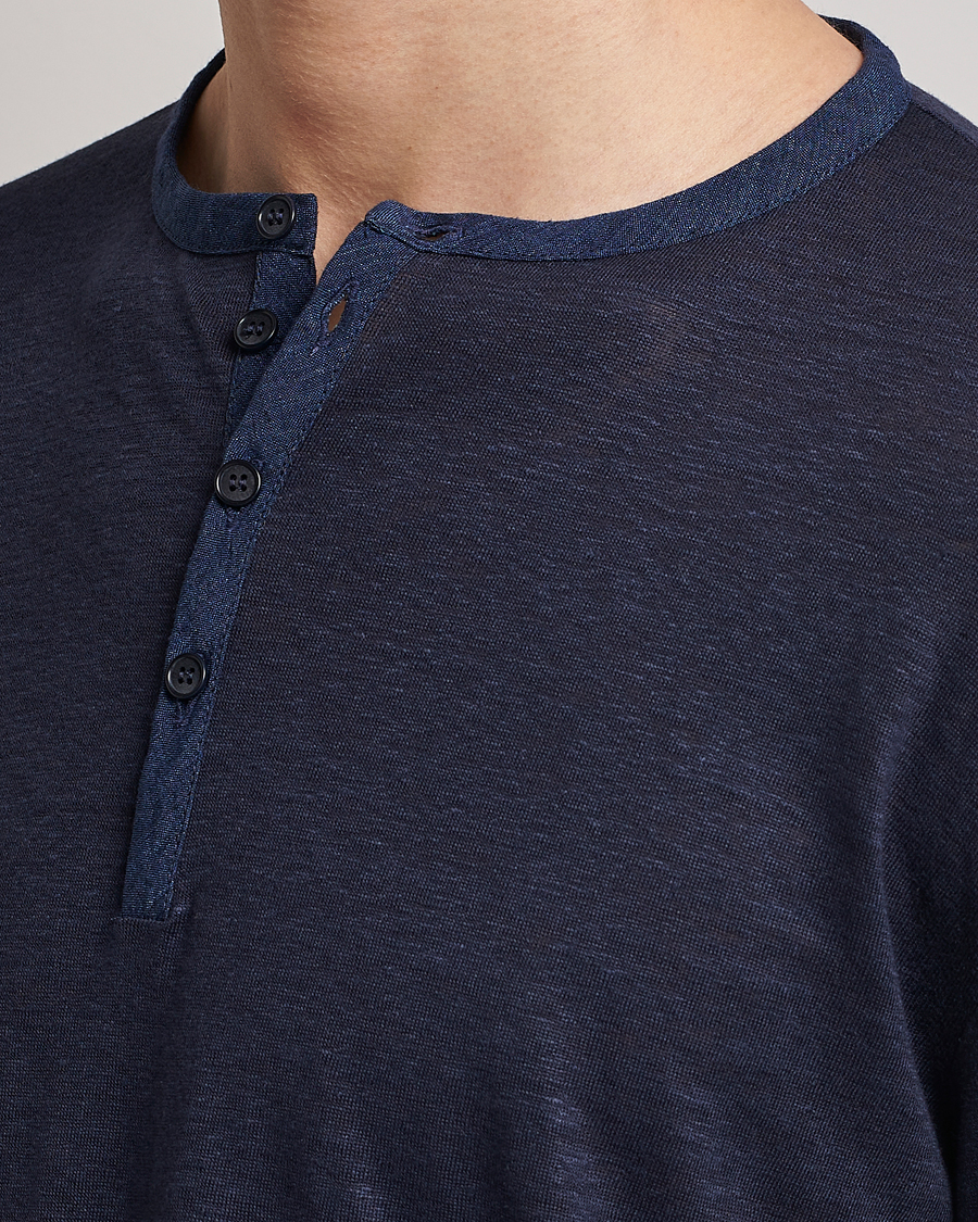 Mies | Puserot | Giorgio Armani | Linen Henley Navy