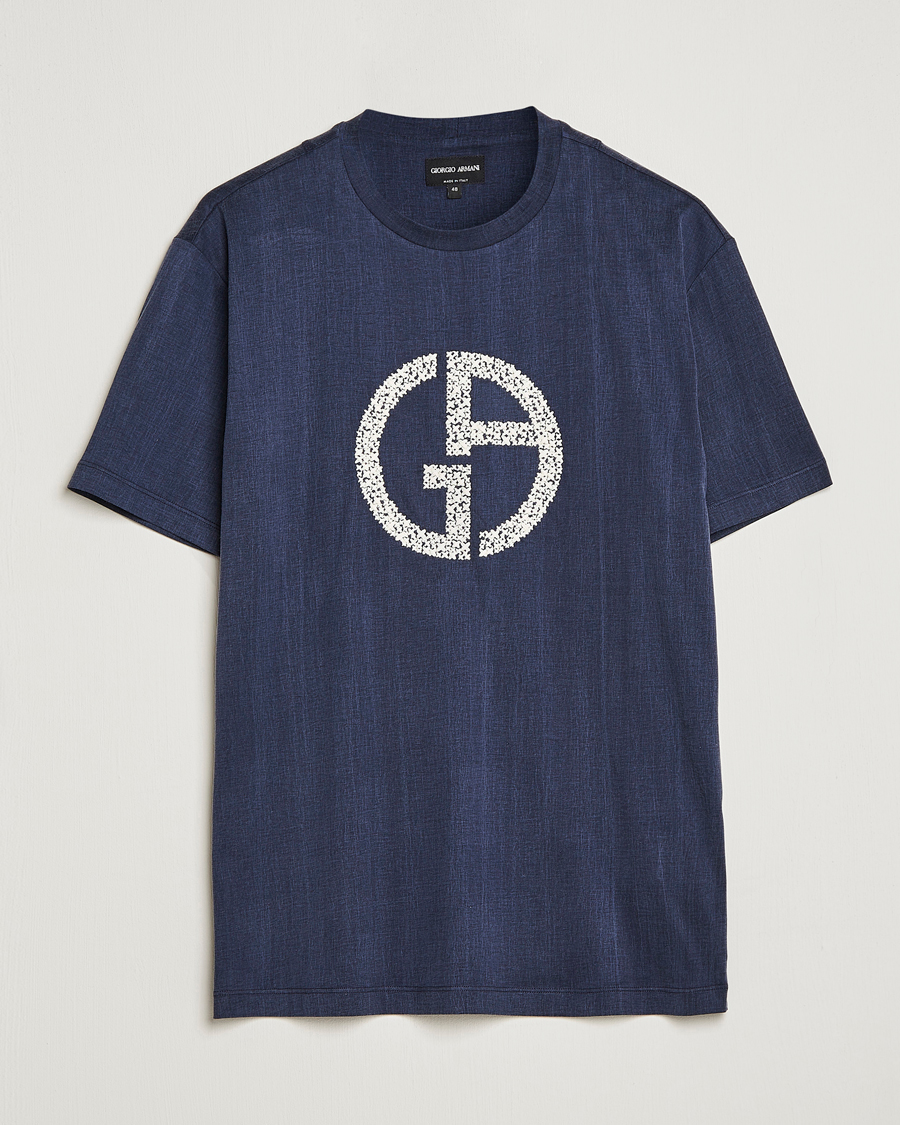 Mies | T-paidat | Giorgio Armani | Cupro Logo T-Shirt Navy