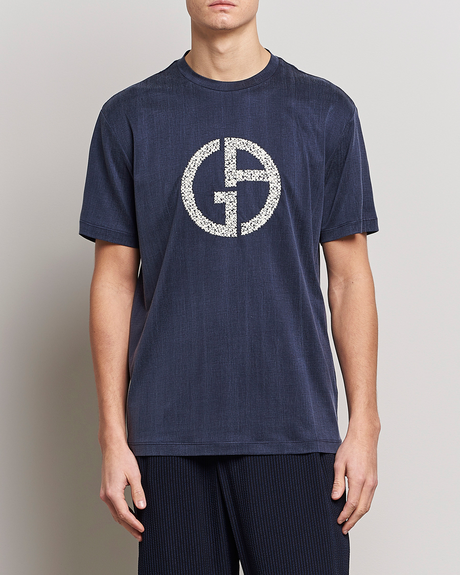 Mies | Giorgio Armani | Giorgio Armani | Cupro Logo T-Shirt Navy