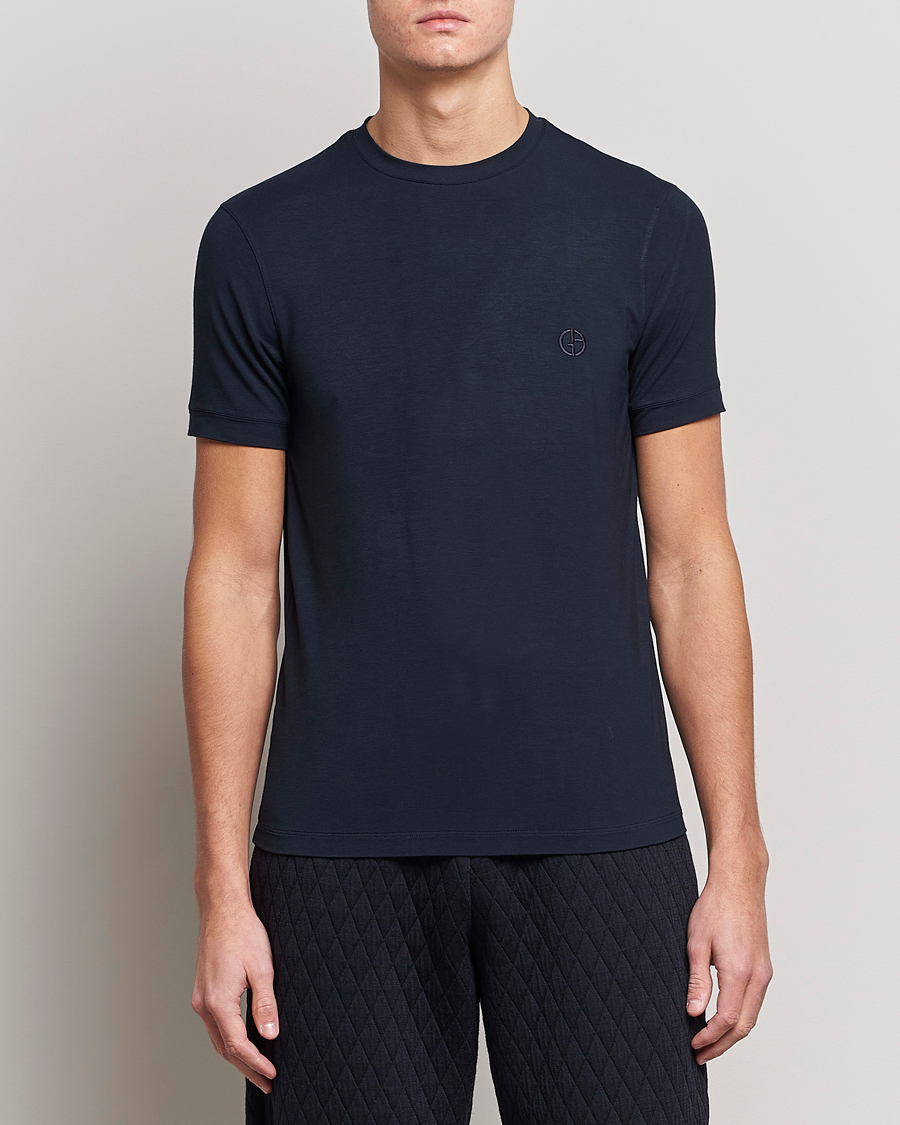 Mies |  | Giorgio Armani | Embroidered Logo T-Shirt Navy