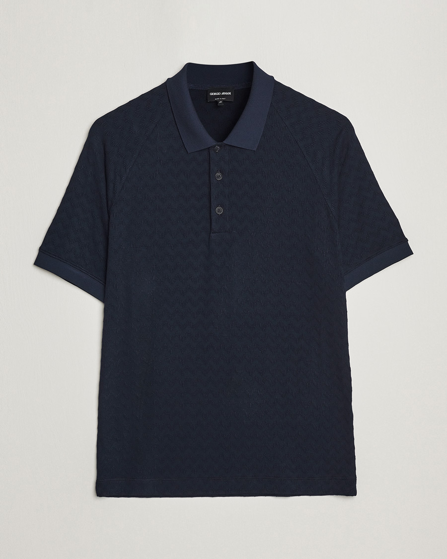 Mies | Pikeet | Giorgio Armani | Jacquard Short Sleeve Polo Navy
