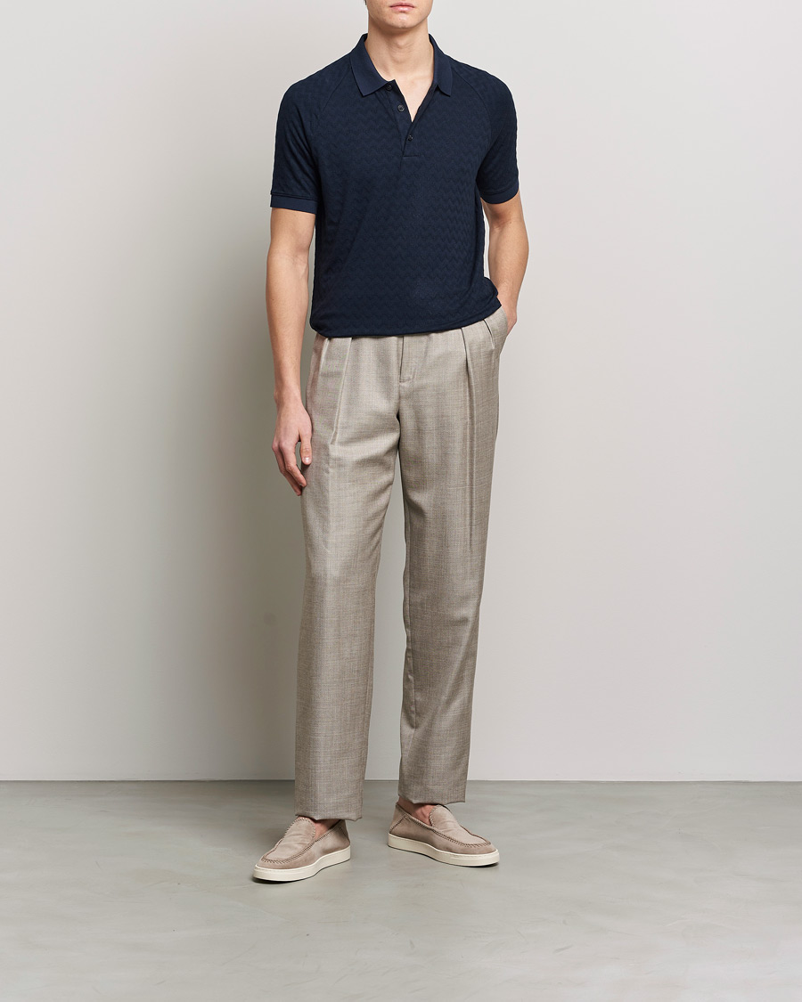 Mies | Pikeet | Giorgio Armani | Jacquard Short Sleeve Polo Navy