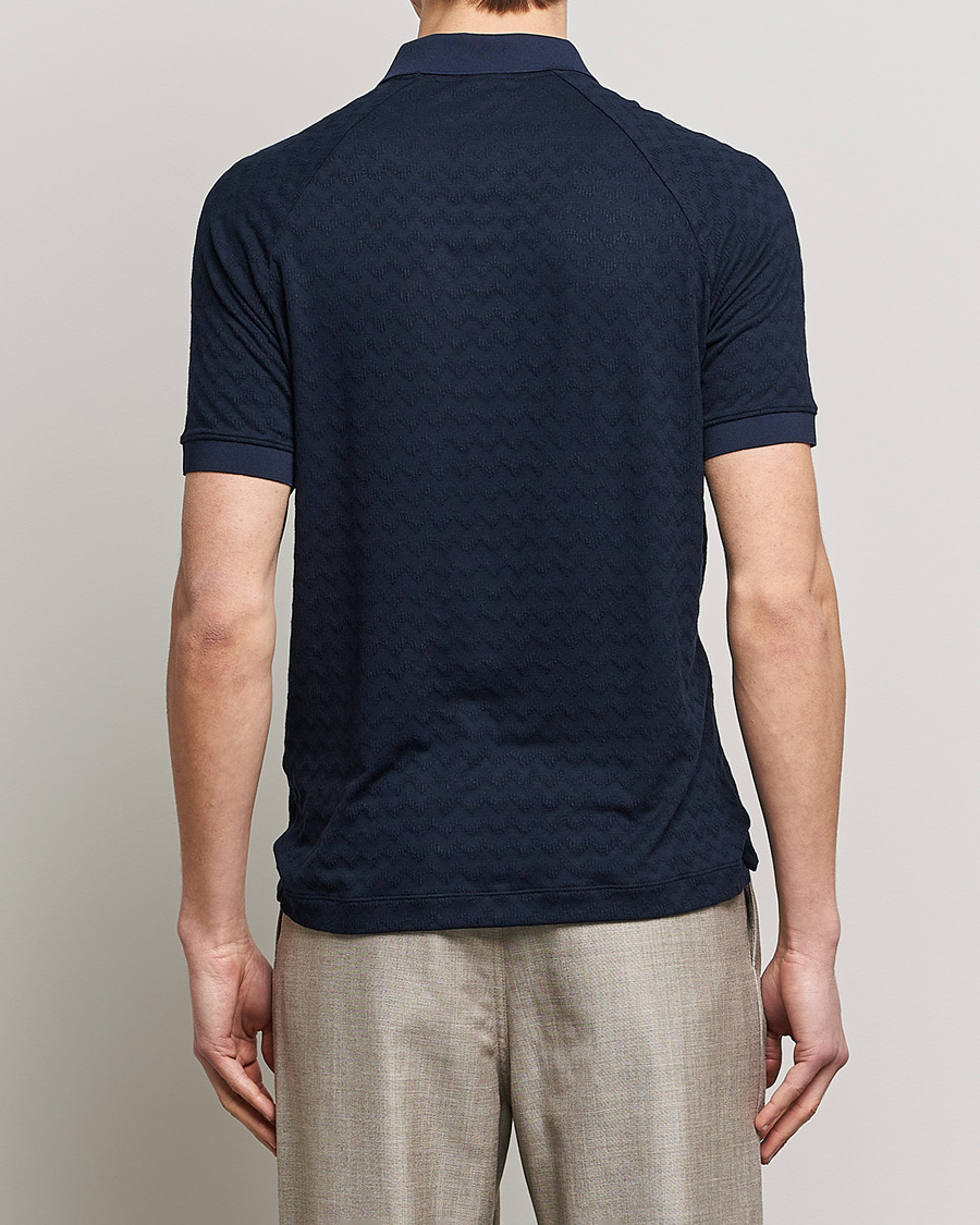Mies | Pikeet | Giorgio Armani | Jacquard Short Sleeve Polo Navy