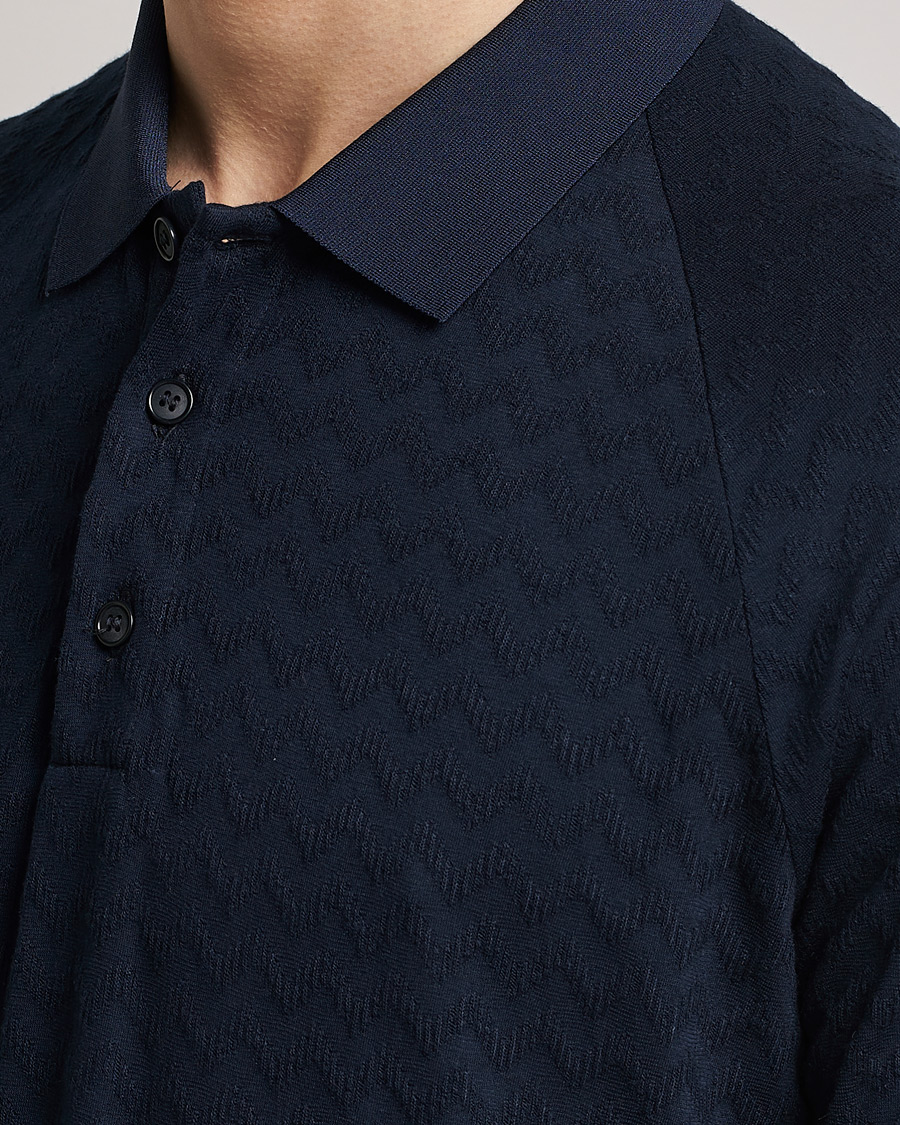 Mies | Pikeet | Giorgio Armani | Jacquard Short Sleeve Polo Navy