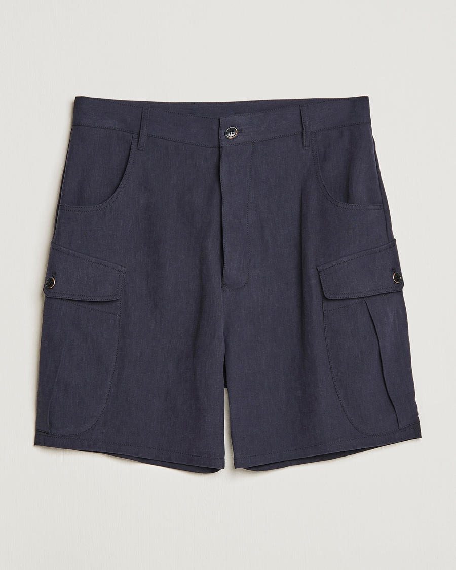 Mies | Shortsit | Giorgio Armani | Linen Cargo Shorts Navy