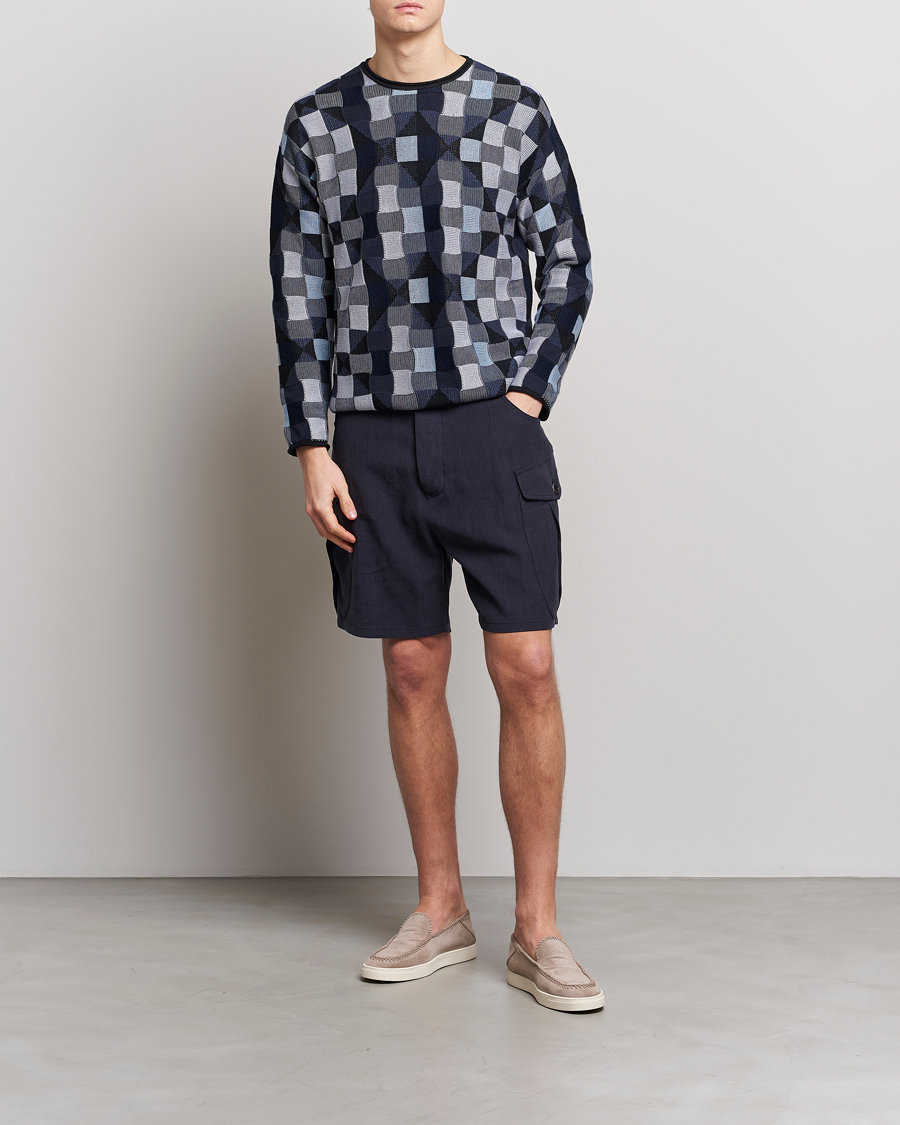 Mies | Shortsit | Giorgio Armani | Linen Cargo Shorts Navy