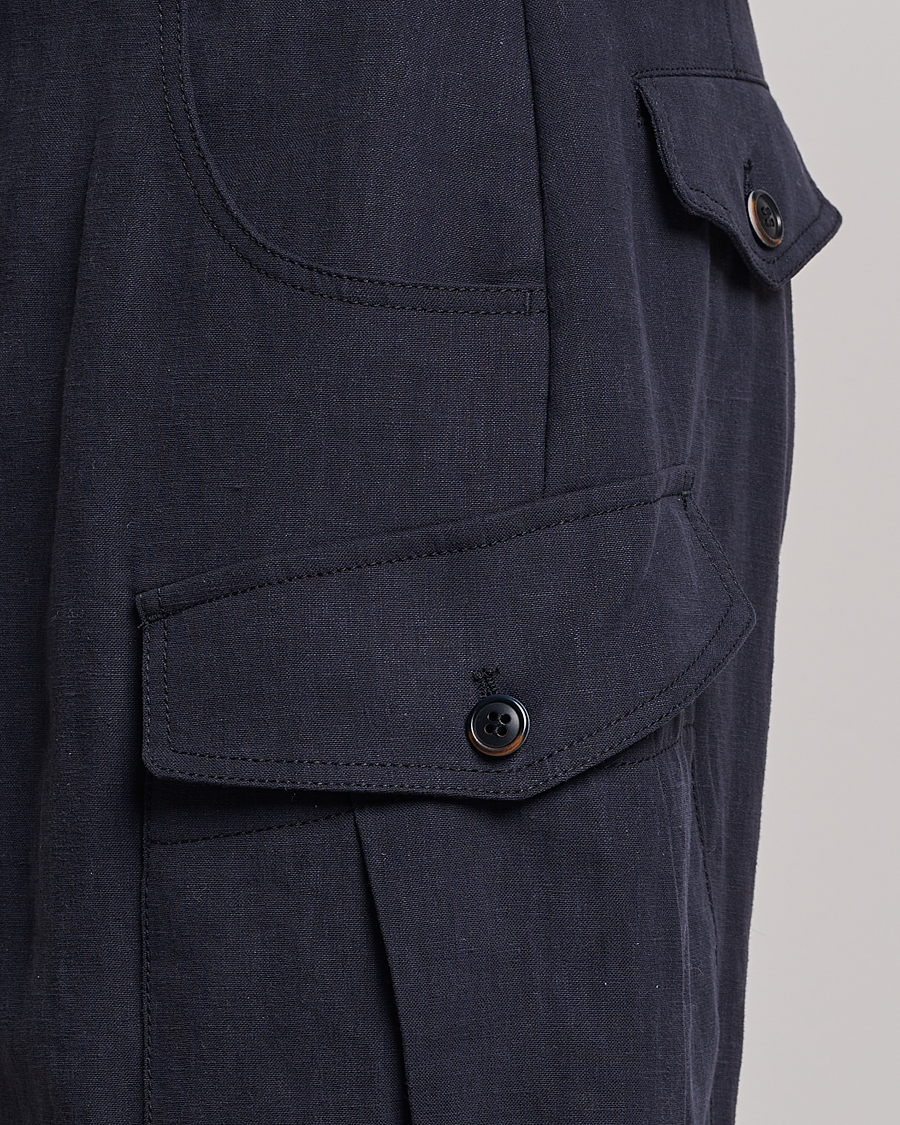 Mies | Shortsit | Giorgio Armani | Linen Cargo Shorts Navy