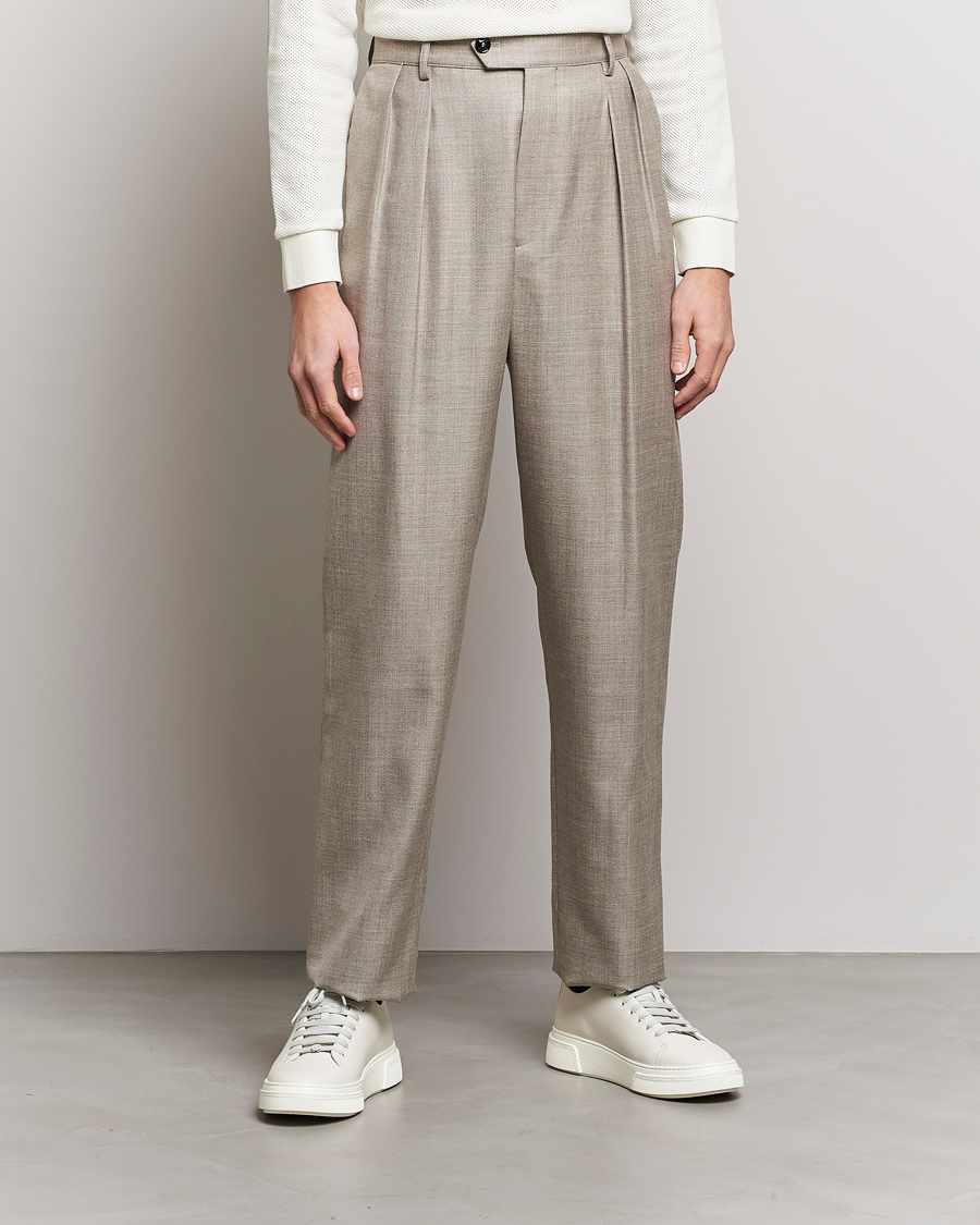 Mies | Giorgio Armani | Giorgio Armani | Pleated Wool Trousers Light Grey