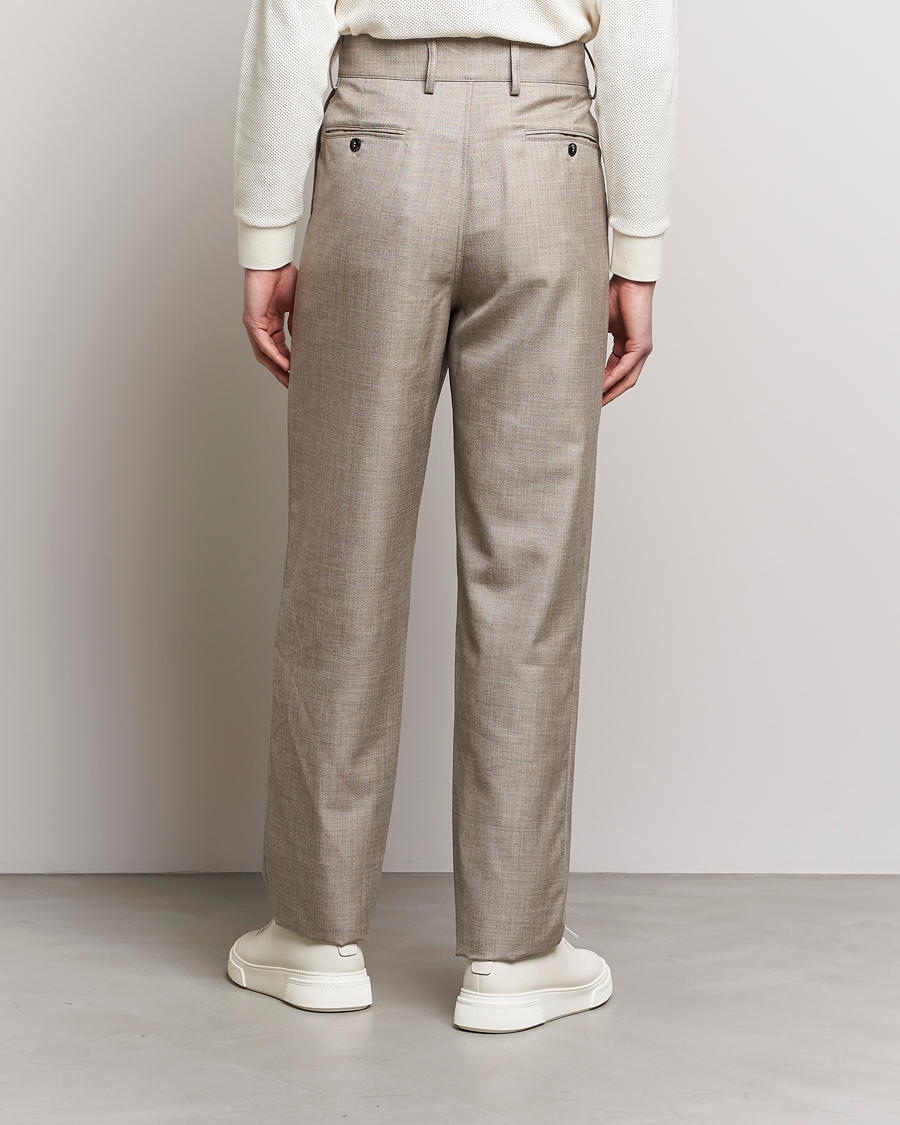 Mies | Housut | Giorgio Armani | Pleated Wool Trousers Light Grey