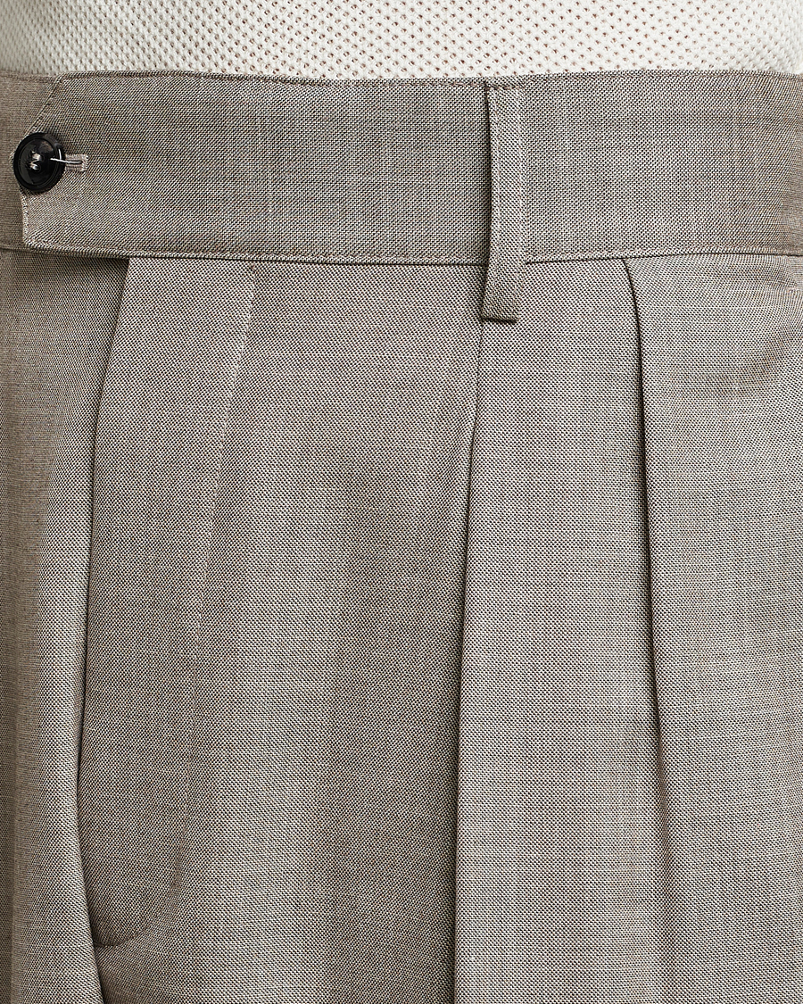 Mies | Housut | Giorgio Armani | Pleated Wool Trousers Light Grey