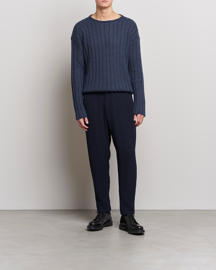 Mies | Housut | Giorgio Armani | Pleated Seersucker Pants Navy