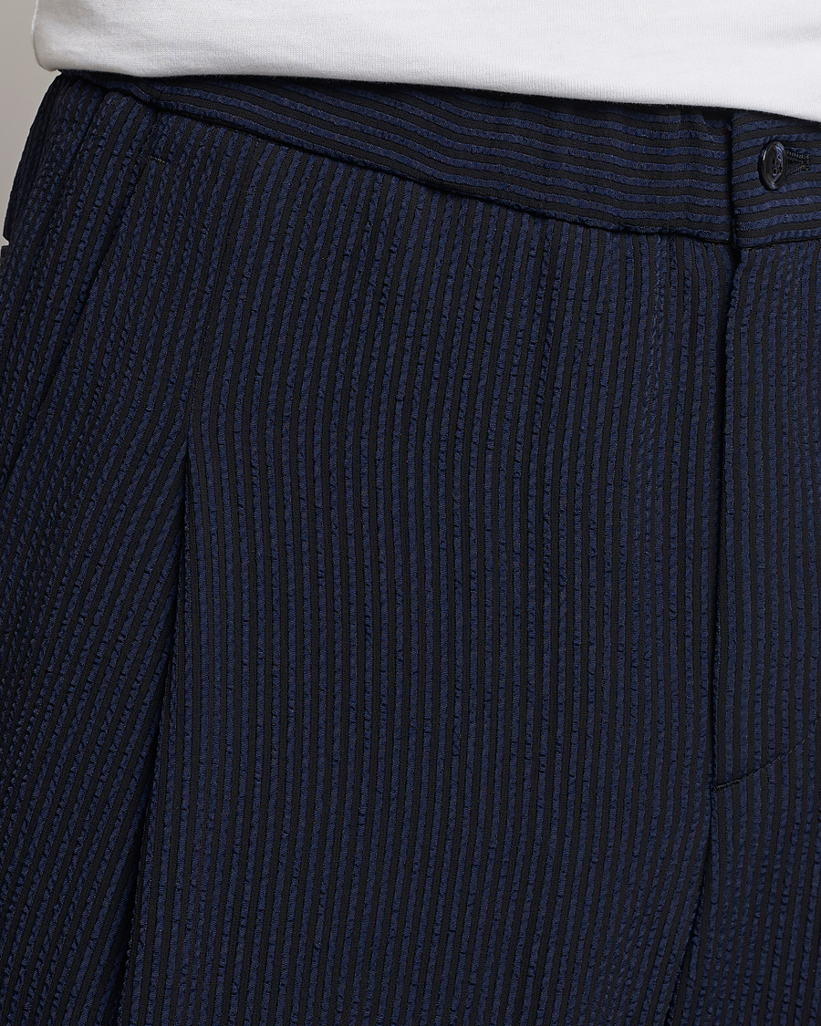 Mies | Housut | Giorgio Armani | Pleated Seersucker Pants Navy