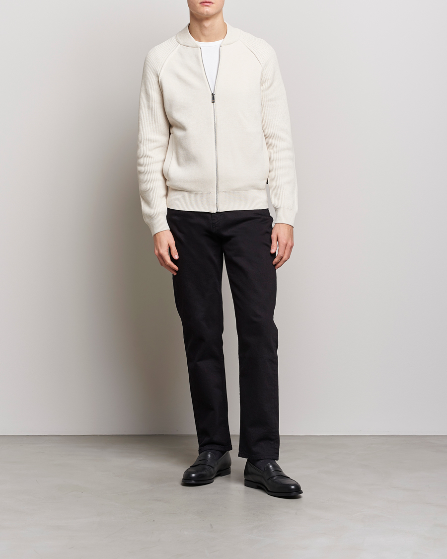Mies | Puserot | BOSS BLACK | Grissino Structured Knitted Full-Zip Open White
