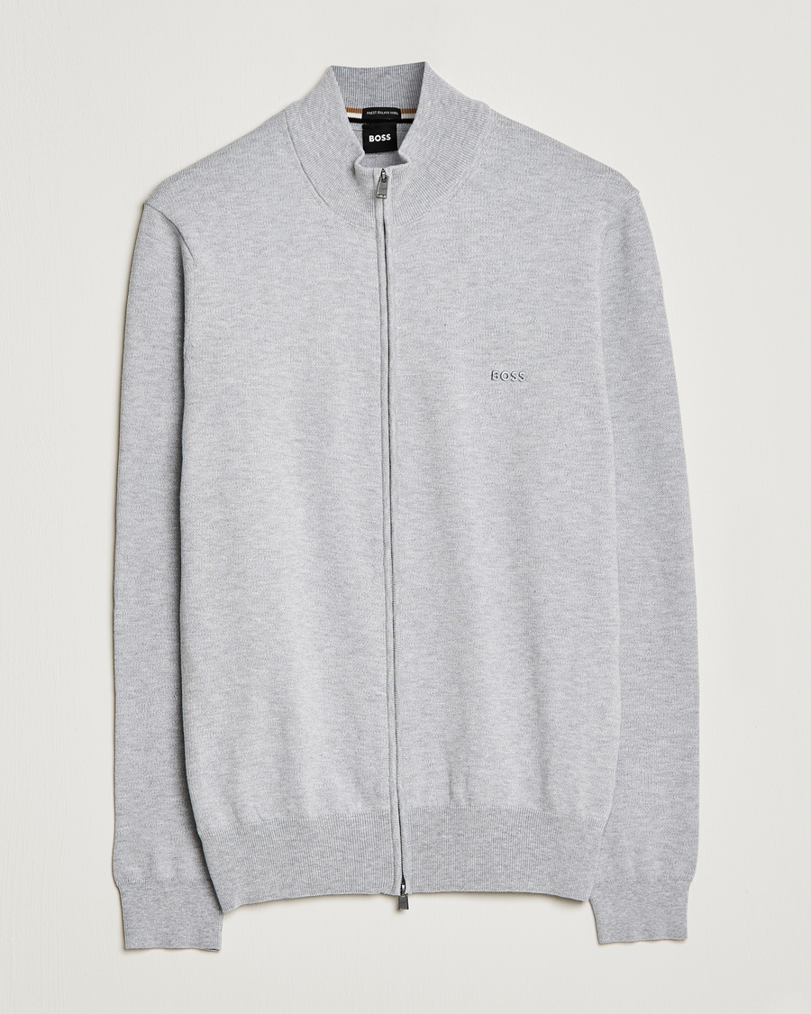Mies | Puserot | BOSS BLACK | Palano Knitted Full-Zip Silver