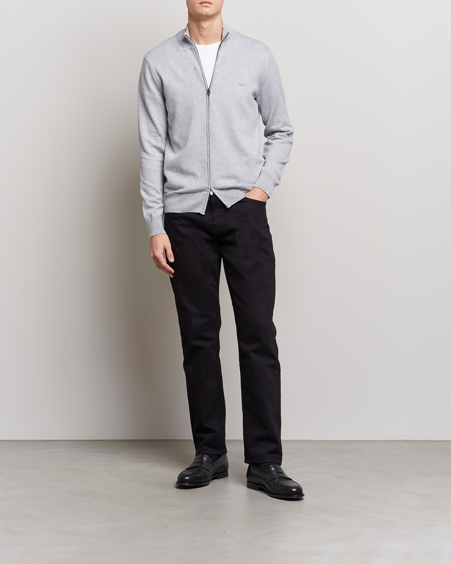Mies | Puserot | BOSS BLACK | Palano Knitted Full-Zip Silver