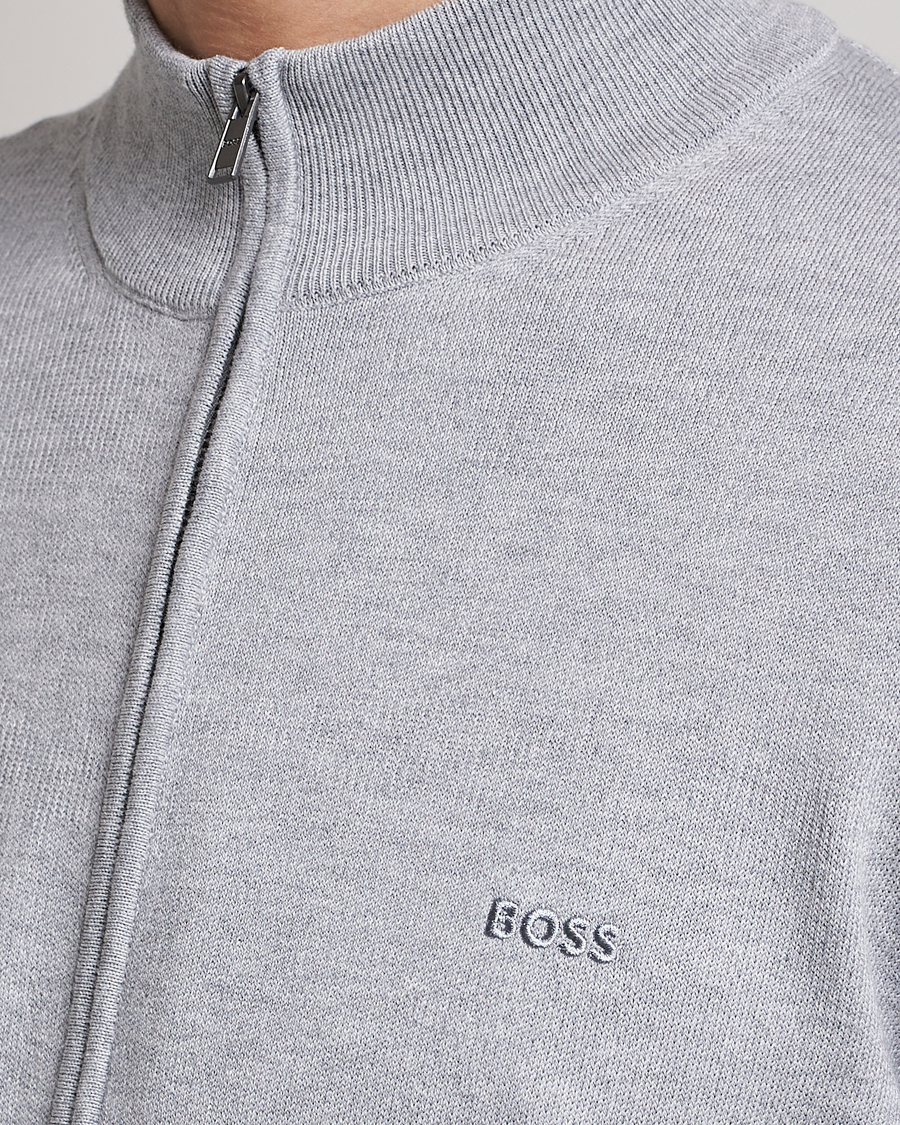Mies | Puserot | BOSS BLACK | Palano Knitted Full-Zip Silver