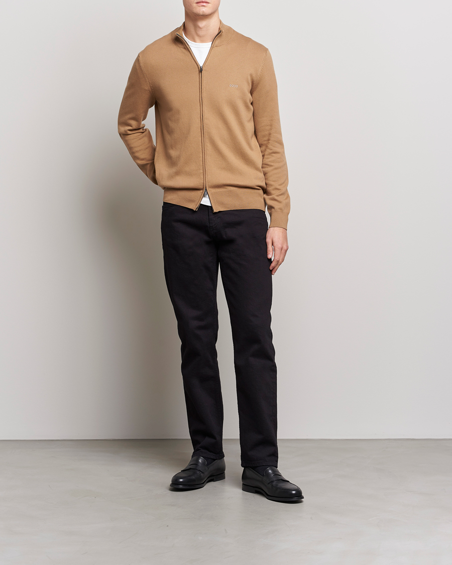 Mies | Puserot | BOSS BLACK | Palano Knitted Full-Zip Medium Beige