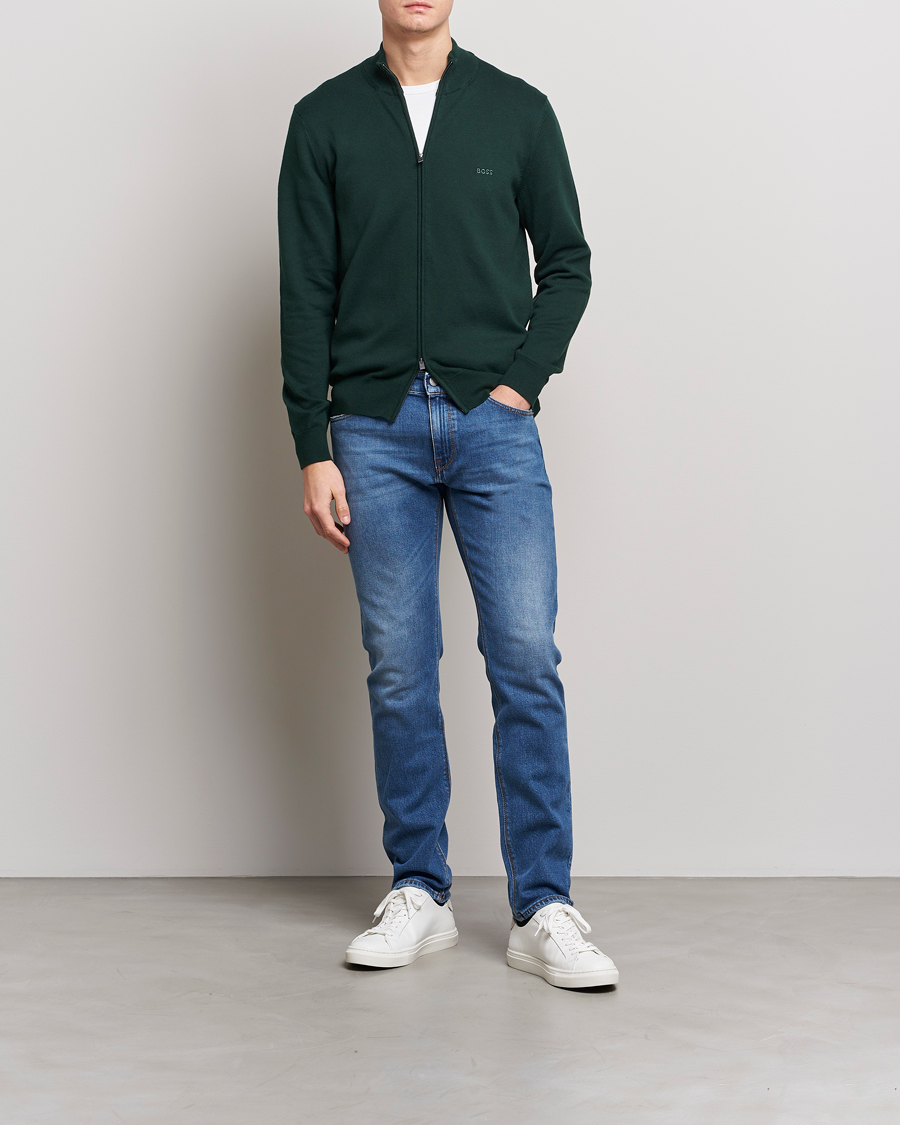 Mies | Puserot | BOSS BLACK | Palano Knitted Full-Zip Open Green