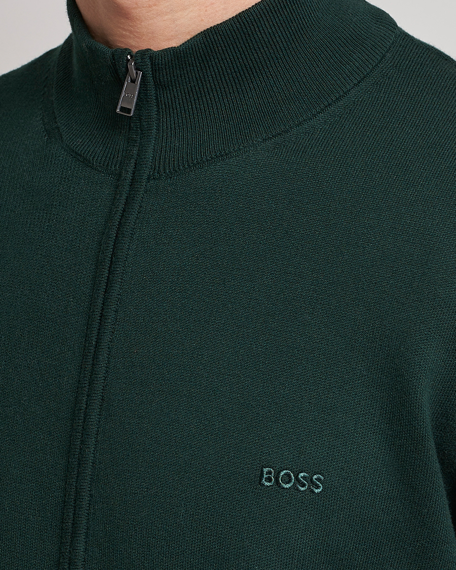 Mies | Puserot | BOSS BLACK | Palano Knitted Full-Zip Open Green