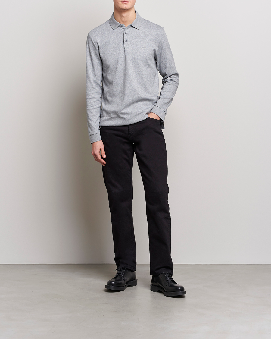 Mies | Puserot | BOSS BLACK | Pado Knitted Polo Shirt Silver