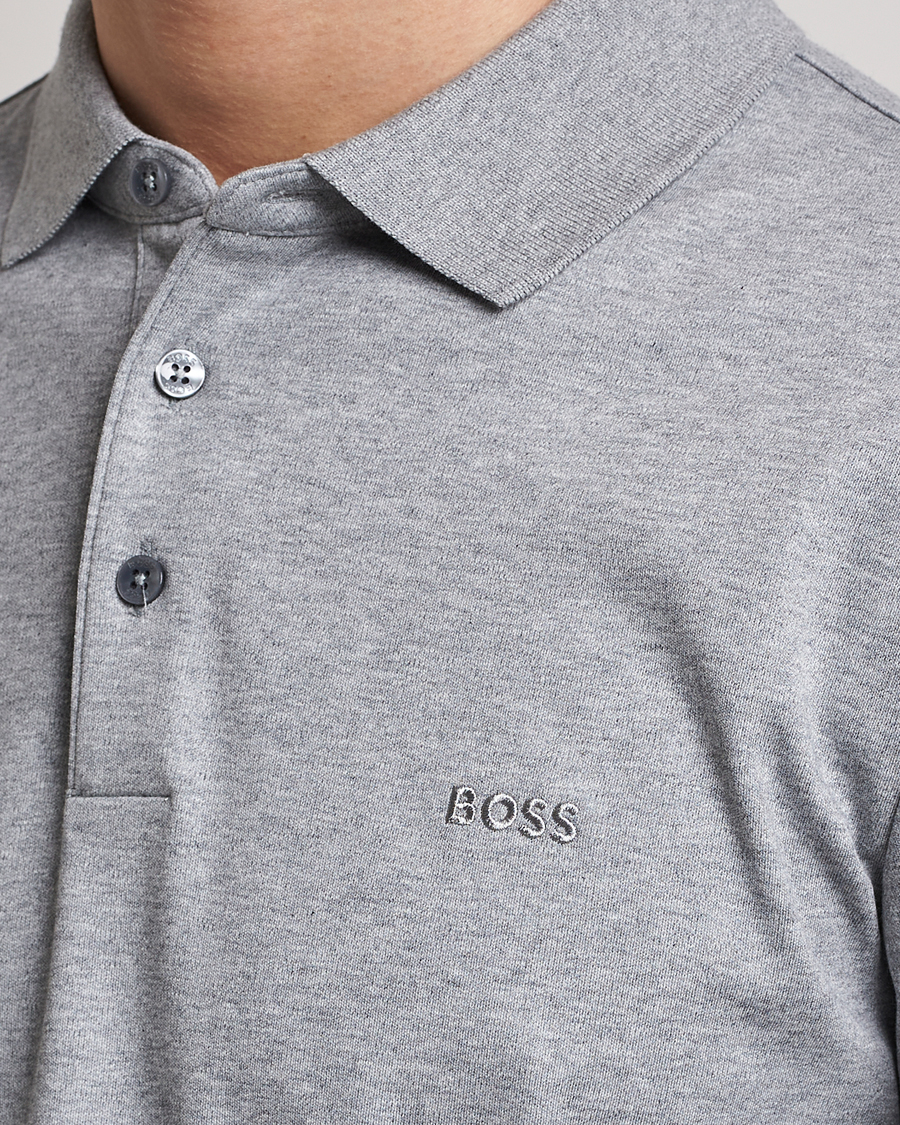 Mies | Puserot | BOSS BLACK | Pado Knitted Polo Shirt Silver