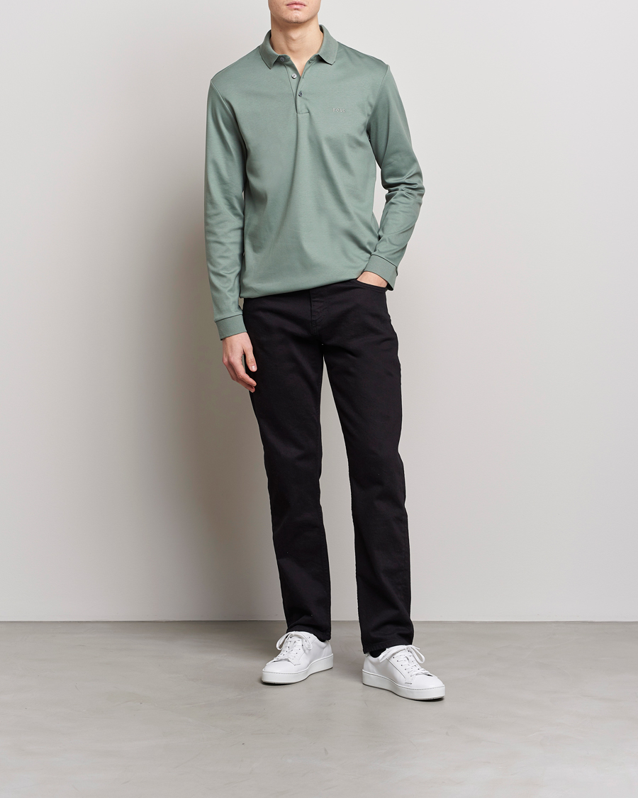 Mies | Puserot | BOSS BLACK | Pado Knitted Polo Shirt Open Green