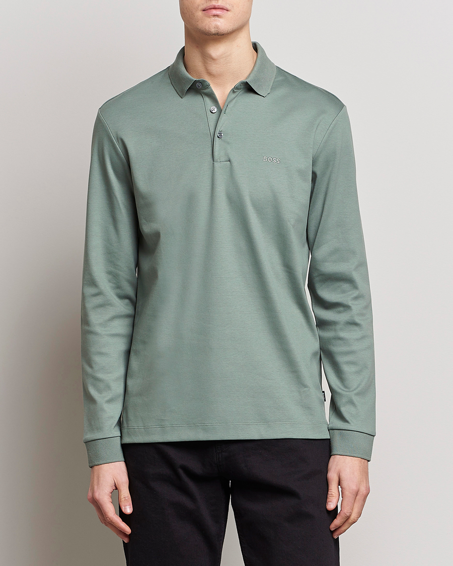 Mies | Kaulukselliset neuleet | BOSS BLACK | Pado Knitted Polo Shirt Open Green