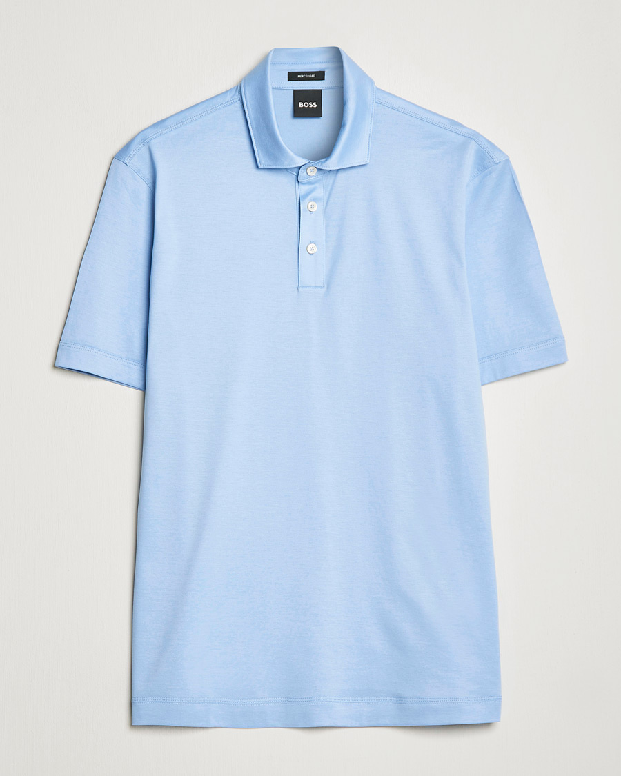 Mies | Pikeet | BOSS BLACK | Press Cotton/Lyocell Polo Open Blue