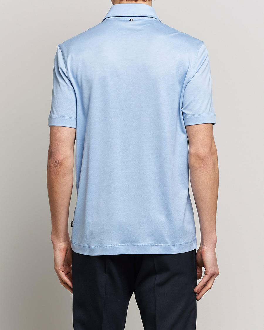 Mies | Pikeet | BOSS BLACK | Press Cotton/Lyocell Polo Open Blue