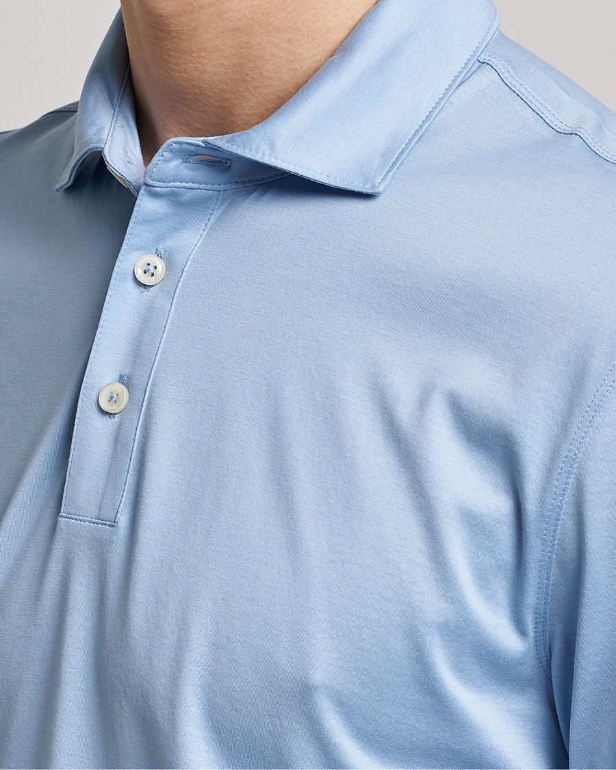 Mies | Pikeet | BOSS BLACK | Press Cotton/Lyocell Polo Open Blue