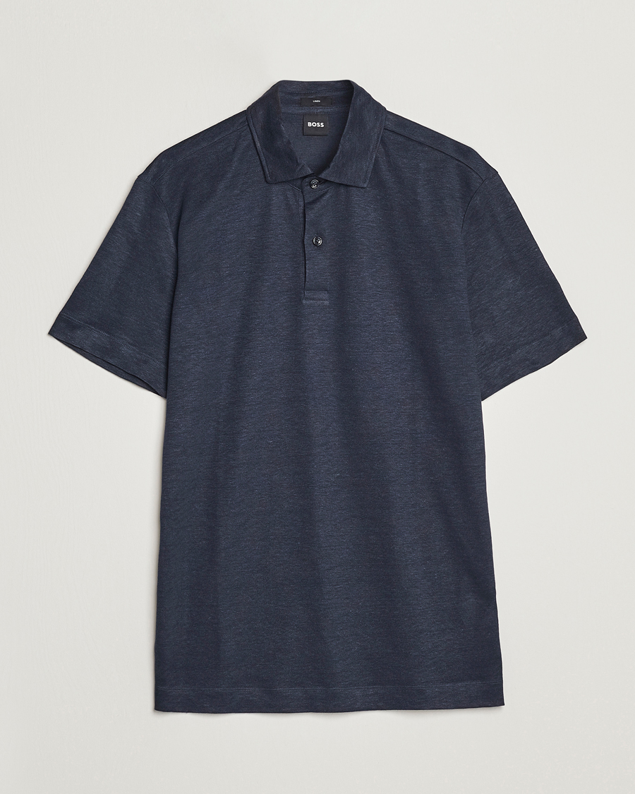 Mies | Pikeet | BOSS BLACK | Press Linen Polo Dark Blue