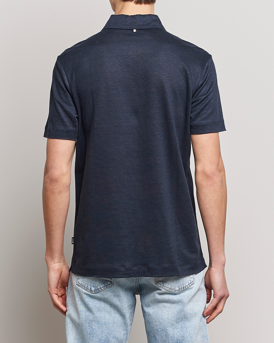 Mies | Pikeet | BOSS BLACK | Press Linen Polo Dark Blue