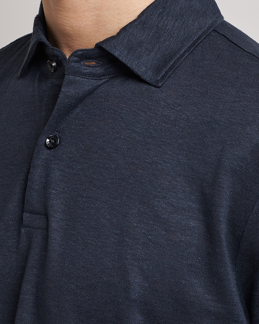 Mies | Pikeet | BOSS BLACK | Press Linen Polo Dark Blue