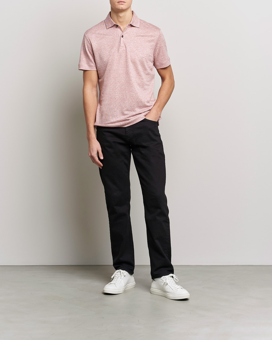 Mies | Pikeet | BOSS BLACK | Press Linen Polo Open Pink