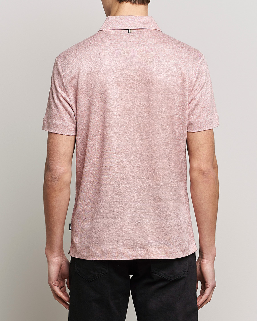 Mies | Pikeet | BOSS BLACK | Press Linen Polo Open Pink
