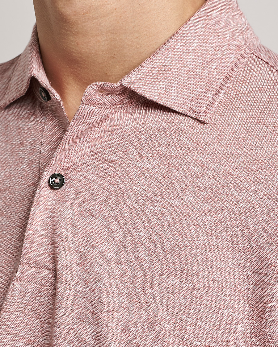 Mies | Pikeet | BOSS BLACK | Press Linen Polo Open Pink