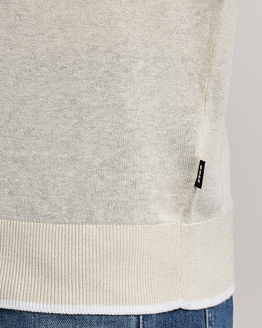 Mies | T-paidat | BOSS BLACK | Giacco Knitted Crew Neck T-Shirt Open White