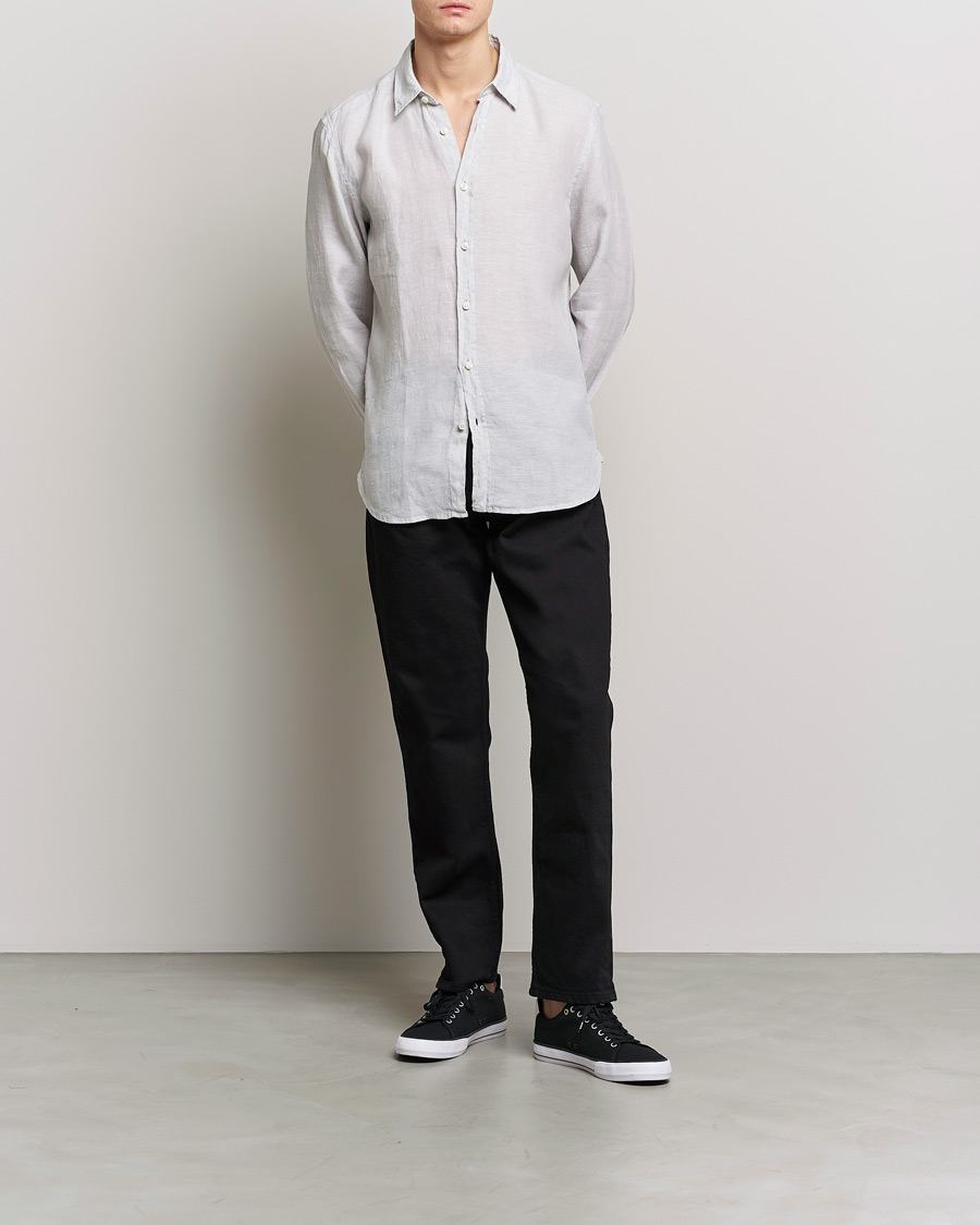 Mies | Kauluspaidat | BOSS BLACK | Liam Linen Shirt Light Grey