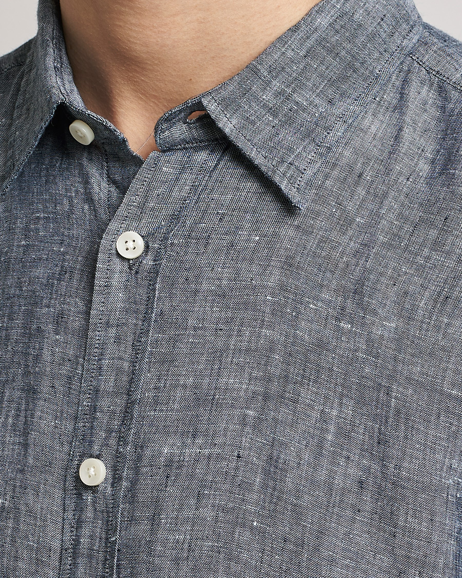 Mies | Kauluspaidat | BOSS BLACK | Liam Linen Shirt Dark Blue