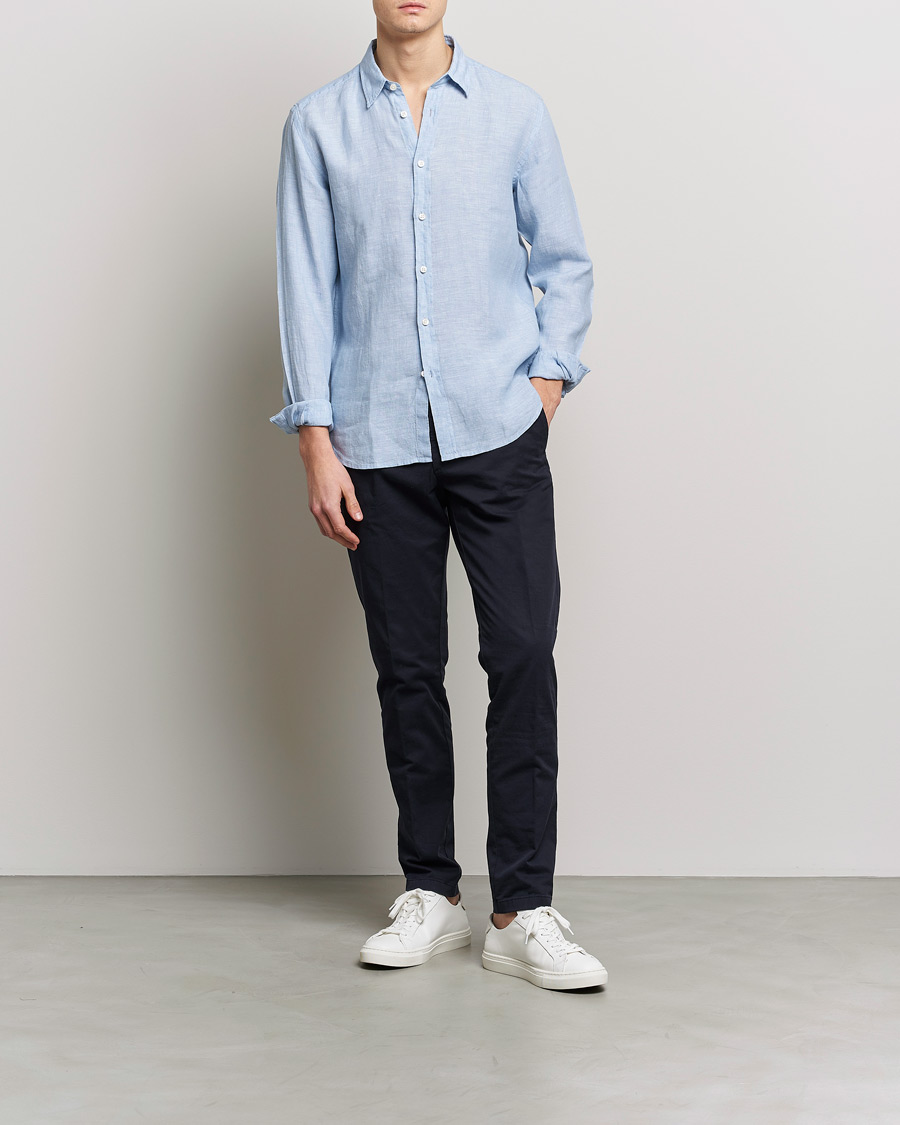 Mies | Kauluspaidat | BOSS BLACK | Liam Linen Shirt Open Blue