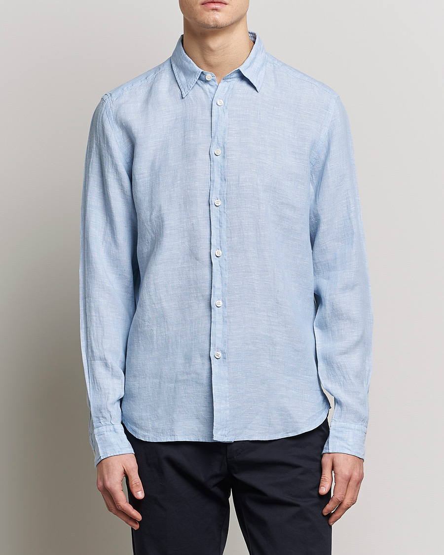 Mies | Pellavapaidat | BOSS BLACK | Liam Linen Shirt Open Blue