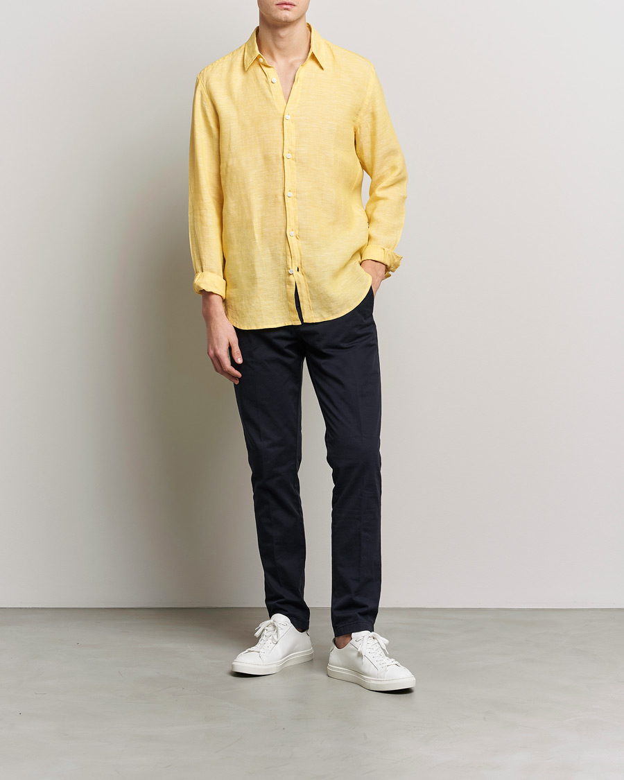 Mies | Kauluspaidat | BOSS BLACK | Liam Linen Shirt Bright Yellow