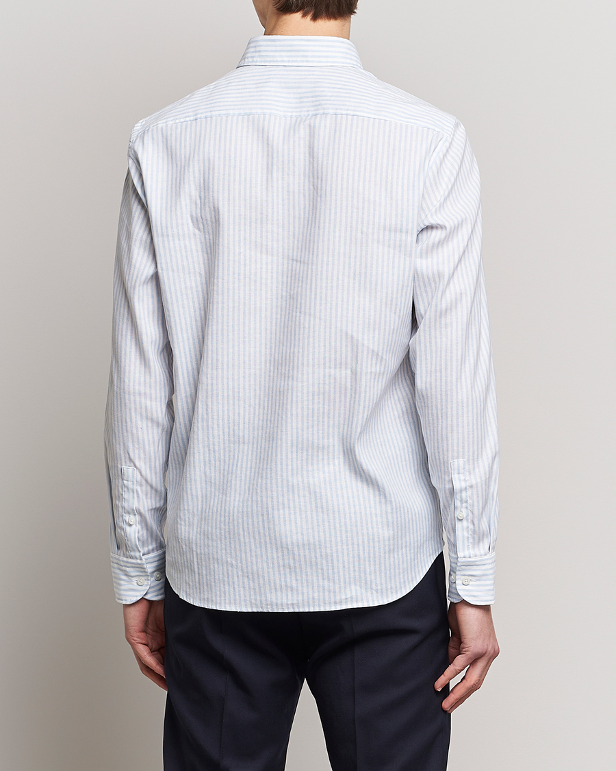 Mies | Kauluspaidat | BOSS BLACK | Hal Cotton/Linen Striped Shirt Pastel Blue