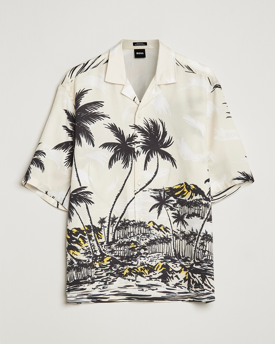 Mies | Kauluspaidat | BOSS BLACK | Lars Printed Resort Collar Shirt Open White