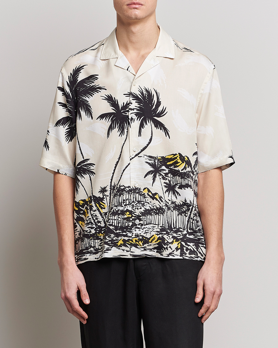 Mies | Lyhythihaiset kauluspaidat | BOSS BLACK | Lars Printed Resort Collar Shirt Open White
