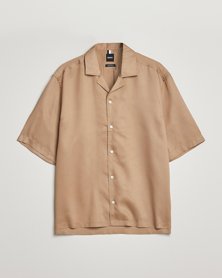 Mies | Kauluspaidat | BOSS BLACK | Lars Resort Collar Short Sleeve Medium Beige