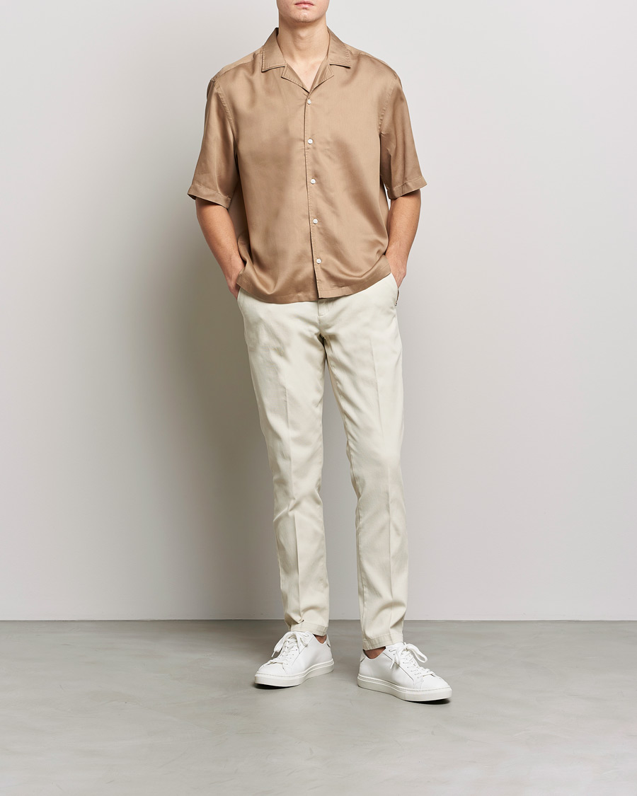 Mies | Kauluspaidat | BOSS BLACK | Lars Resort Collar Short Sleeve Medium Beige