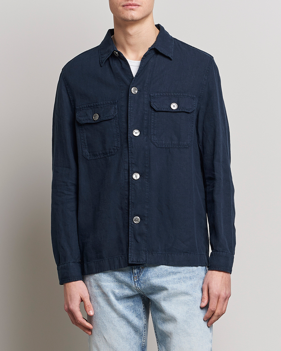 Mies | Overshirts | BOSS BLACK | Carper Linen Overshirt Dark Blue